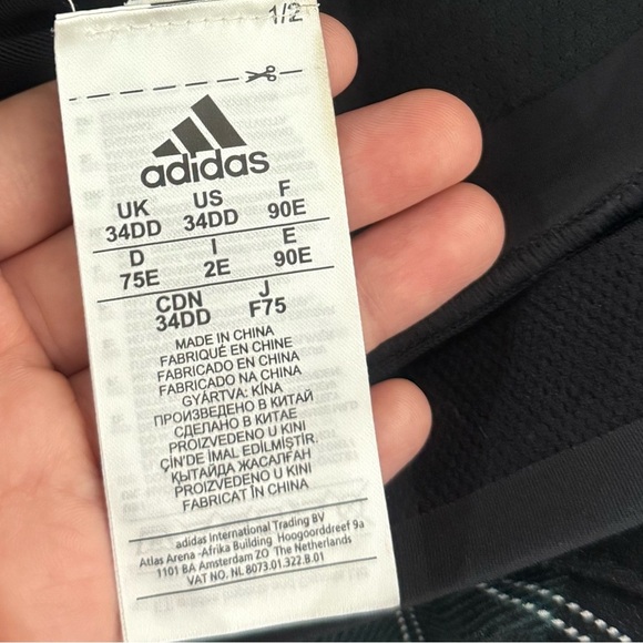 Adidas Ultimate Zip Front High Support Sports Bra Women Size 34 DD Black FJ7283 - Picture 6 of 6